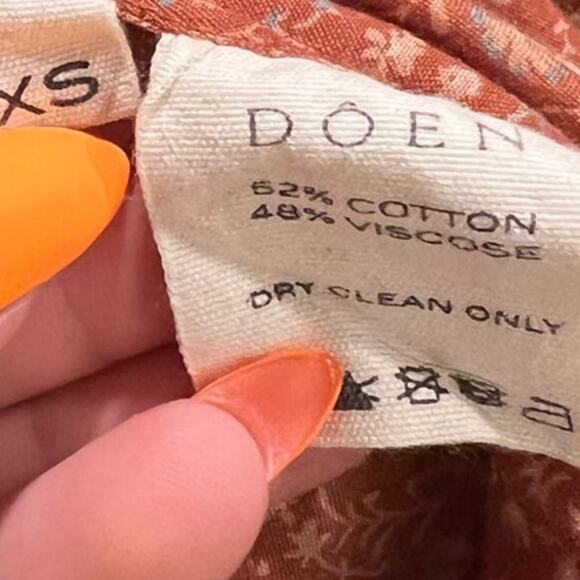 Doen Floral Billi Jean Blouse Size XS Rust Tamarillo Prairie Paisley Casual - Picture 6 of 11